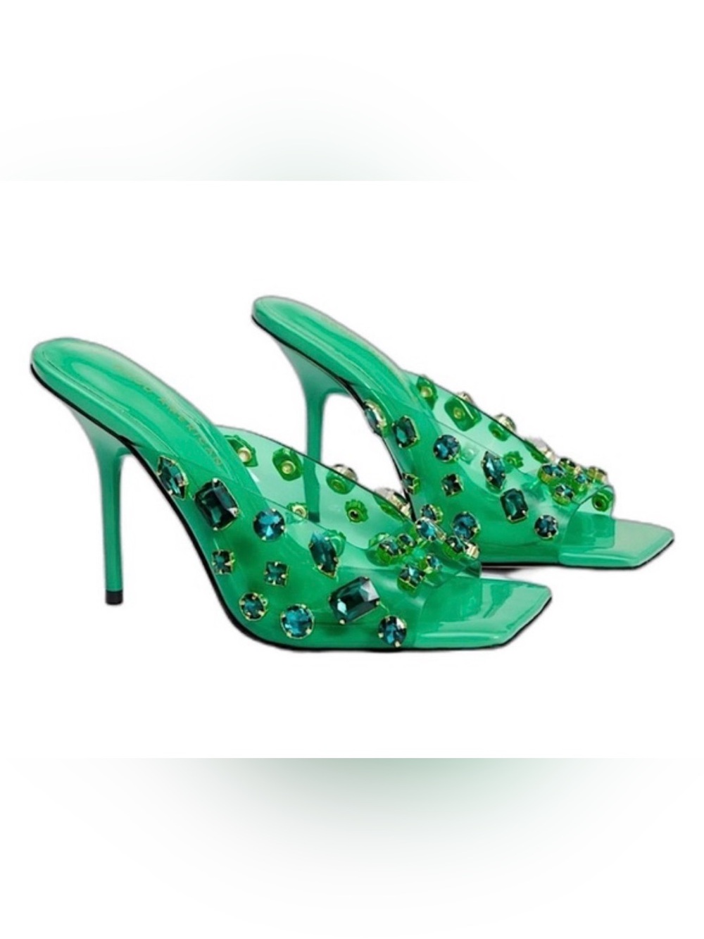 Good American Emma square, Diamonds Forever Mule in Summer Green, size 6.5 - Picture 1 of 8